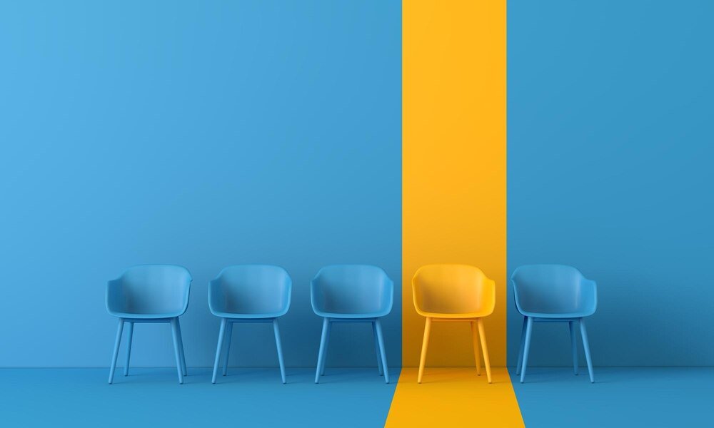 Home Yellow Chair Standing Out From Crowd Business Concept D Rendering 601748 13264